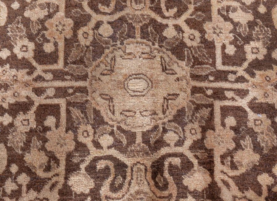 Antique Persian Tabriz Brown Handmade Wool Rug BB7408
