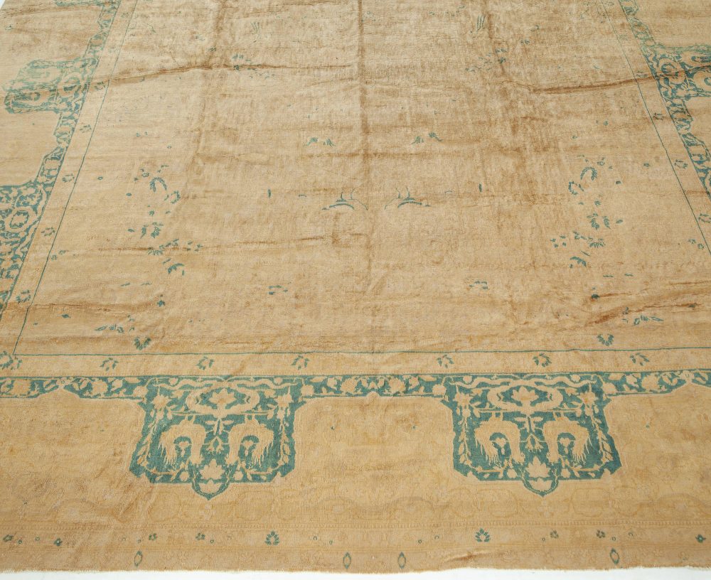 Vintage Indigo Blue, Beige Indian Handmade Wool Carpet BB7467