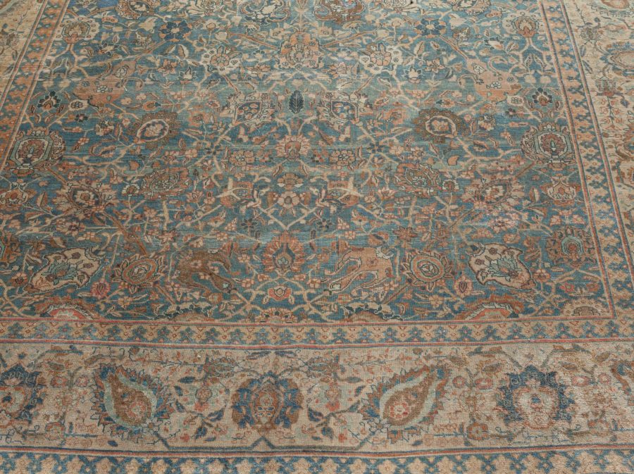 Antique Persian Tabriz Rug in Blue and Brown BB7483