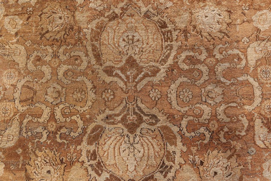 Oversized Authentic Indian Agra Brown Hand Knotted Wool Carpet BB7499