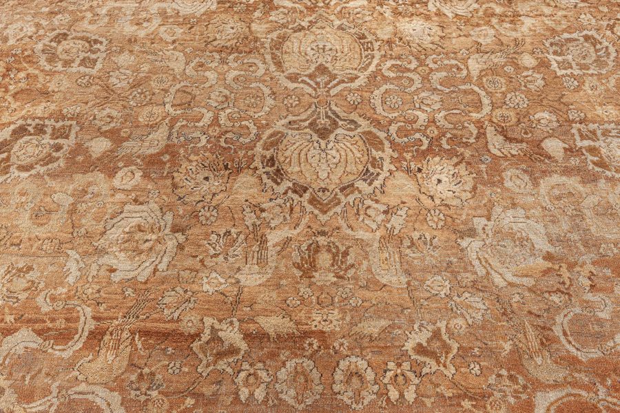 Oversized Authentic Indian Agra Brown Hand Knotted Wool Carpet BB7499