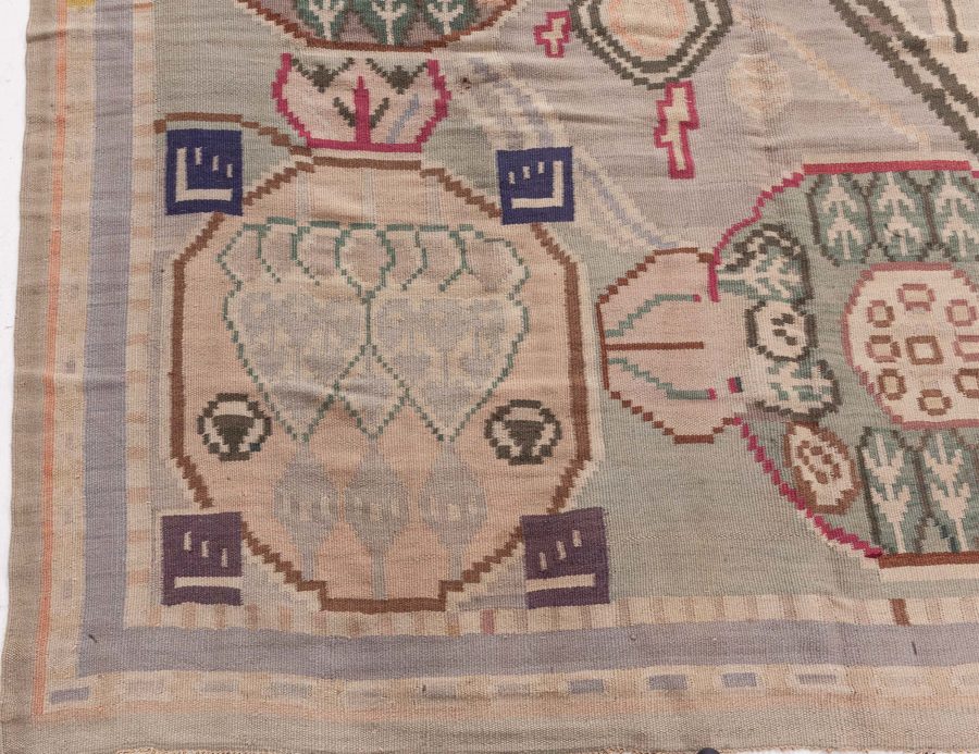 High-Quality Vintage Bessarabian Abstract Handmade Rug BB7546