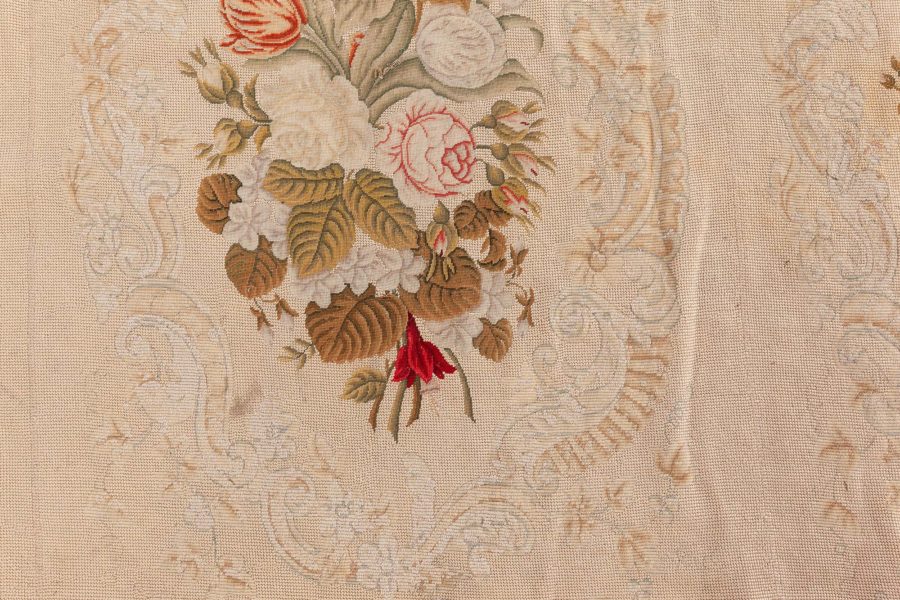 One-of-a-kind Antique Floral Needlework Carpet BB7547