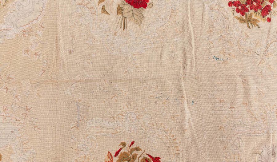 One-of-a-kind Antique Floral Needlework Carpet BB7547