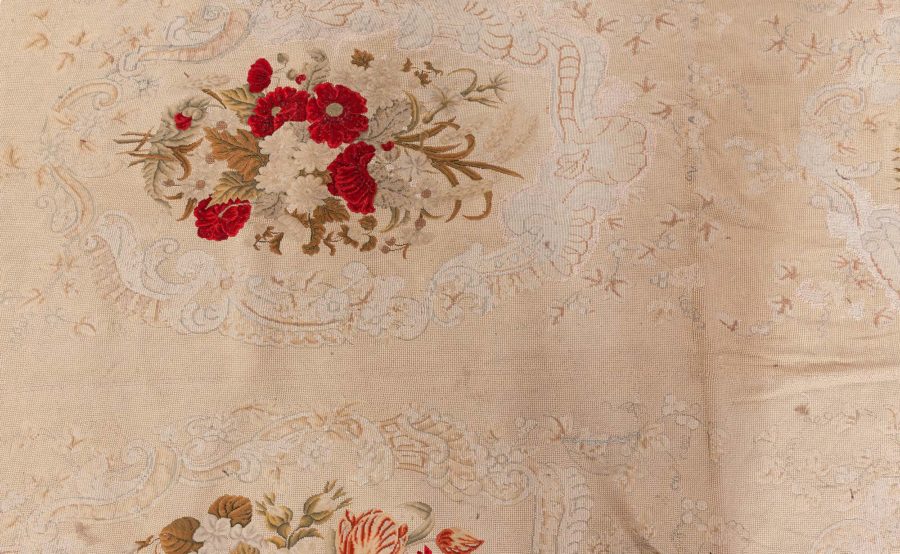 One-of-a-kind Antique Floral Needlework Carpet BB7547