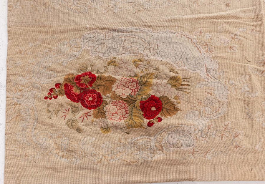 One-of-a-kind Antique Floral Needlework Carpet BB7547
