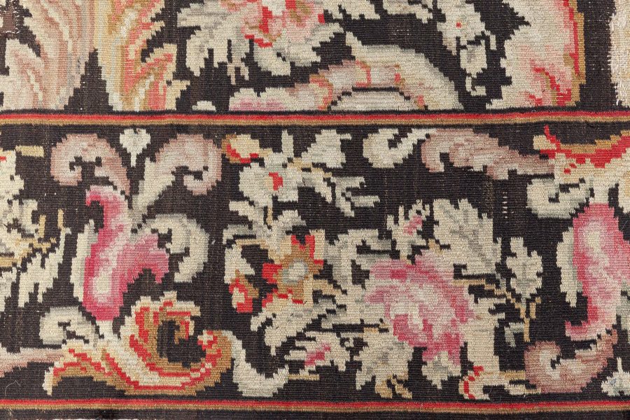 Early 20th Century Russian Bessarabian Floral Handmade Wool Rug BB7548