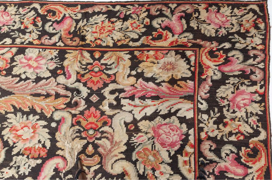Early 20th Century Russian Bessarabian Floral Handmade Wool Rug BB7548