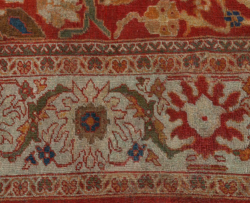 Antique Persian Sultanabad Red Handmade Wool Rug BB7566