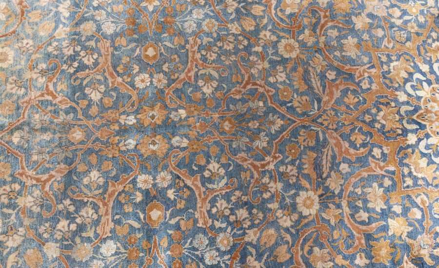 Authentic Persian Kirman Green Blue Brown Handmade Wool Rug BB7567