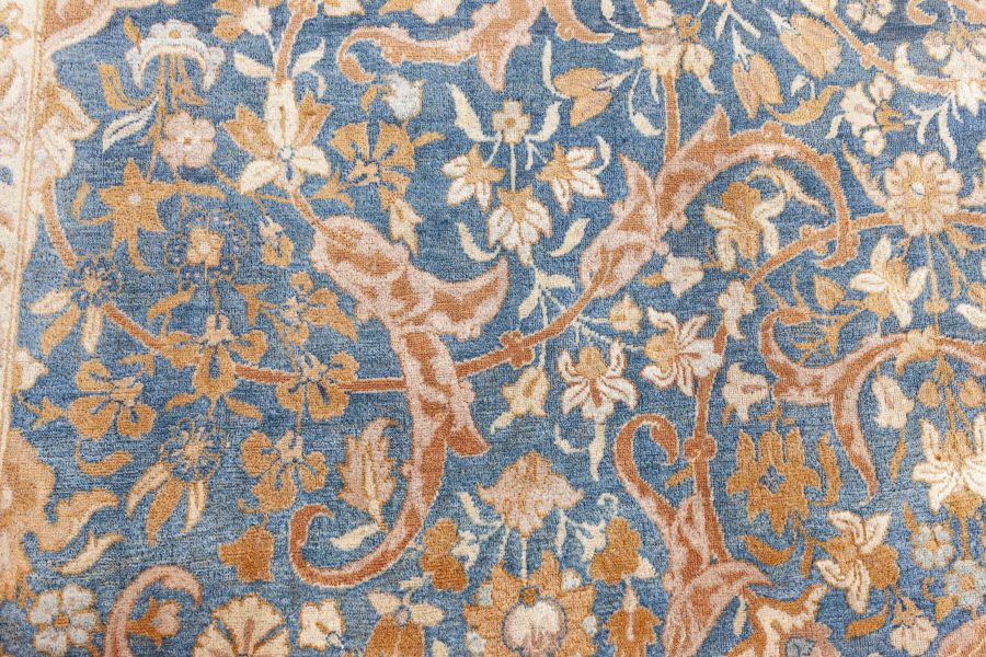 Authentic Persian Kirman Green Blue Brown Handmade Wool Rug BB7567