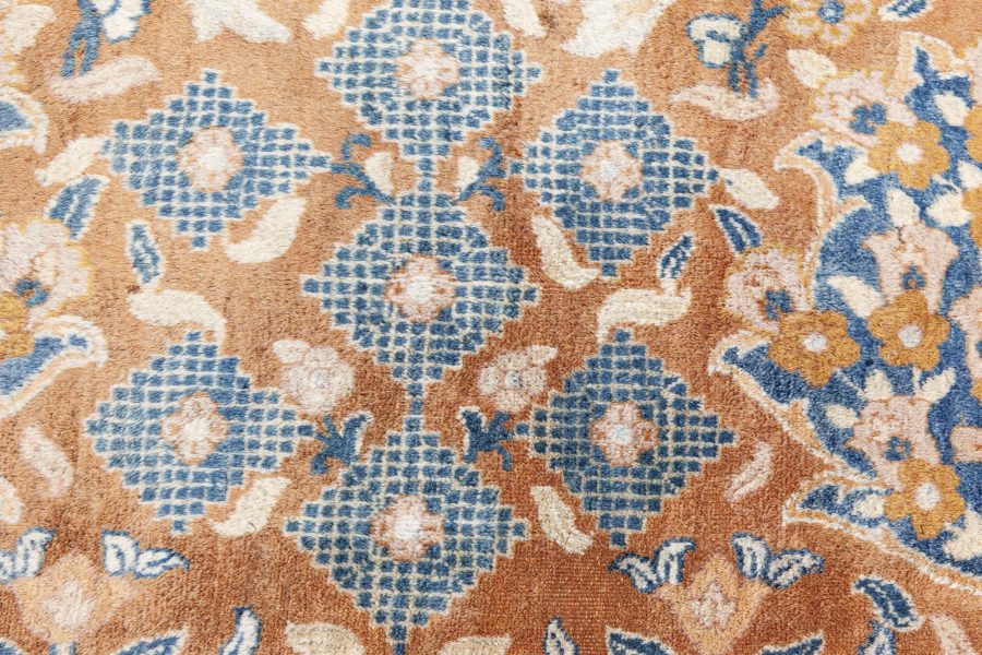 Authentic Persian Kirman Green Blue Brown Handmade Wool Rug BB7567