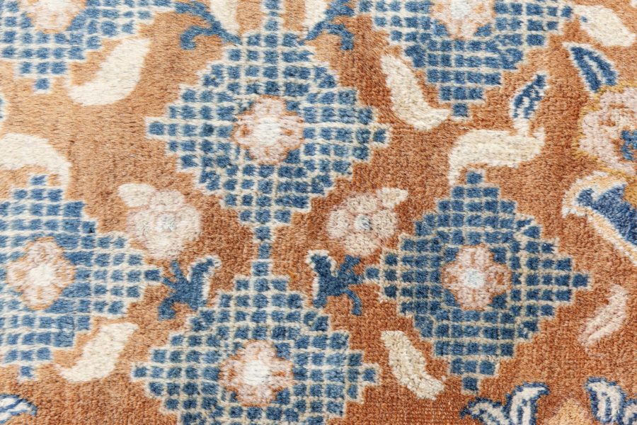 Authentic Persian Kirman Green Blue Brown Handmade Wool Rug BB7567