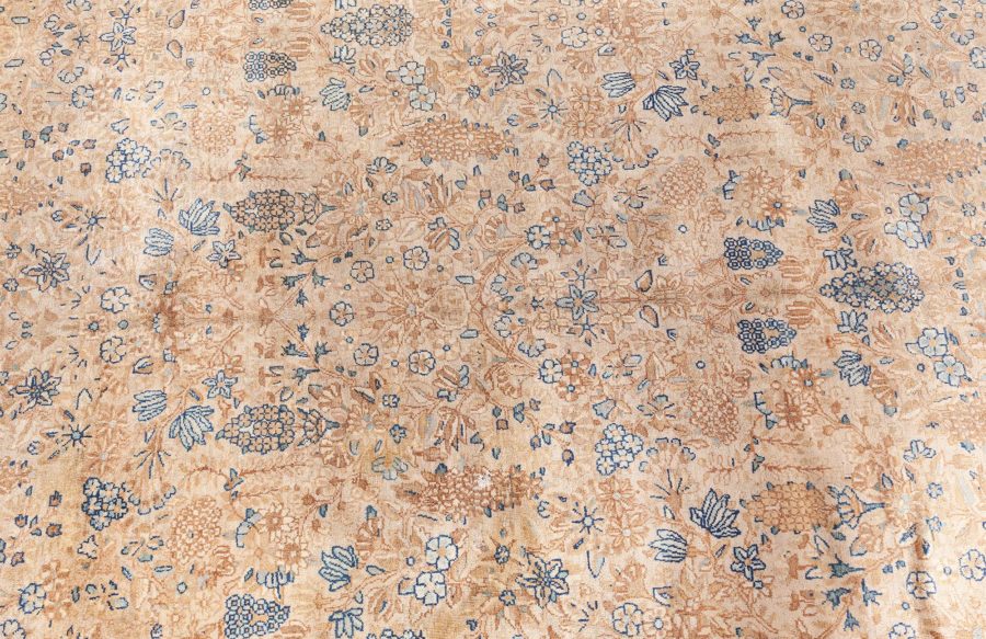 Fine Antique Persian Kirman Beige, Blue, Green Handmade Wool Rug BB7571
