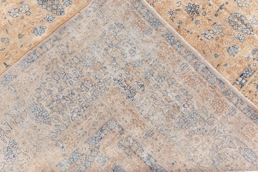 Fine Antique Persian Kirman Beige, Blue, Green Handmade Wool Rug BB7571
