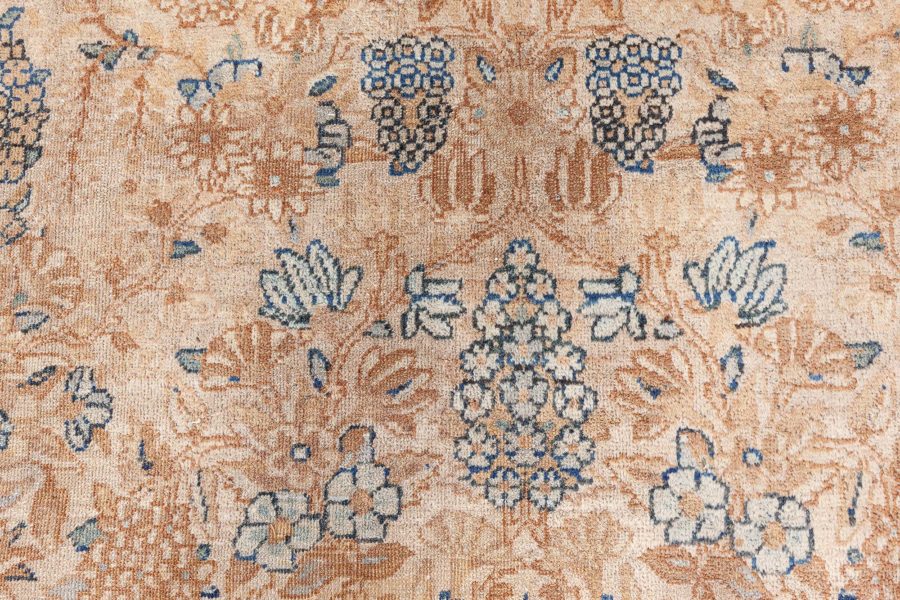 Fine Antique Persian Kirman Beige, Blue, Green Handmade Wool Rug BB7571