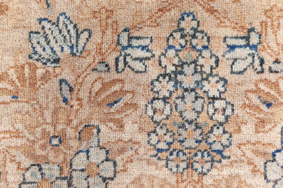 Fine Antique Persian Kirman Beige, Blue, Green Handmade Wool Rug BB7571