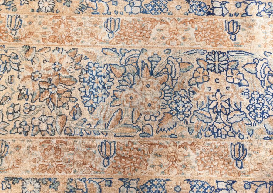 Fine Antique Persian Kirman Beige, Blue, Green Handmade Wool Rug BB7571