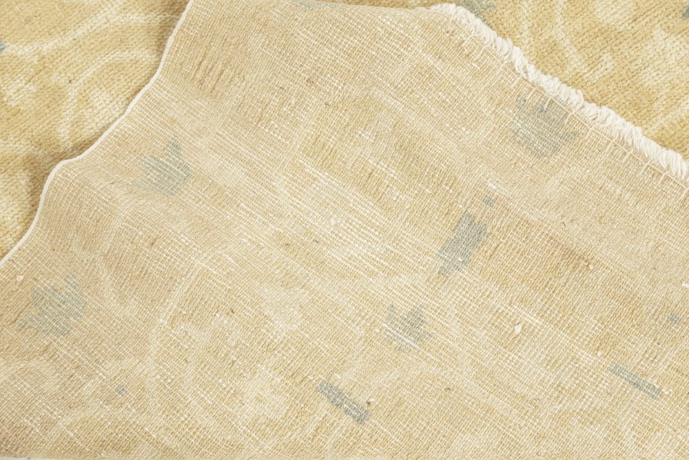 Vintage Abstract Botanic Chinese Blue, Beige, Ivory Handmade Wool Rug BB7581