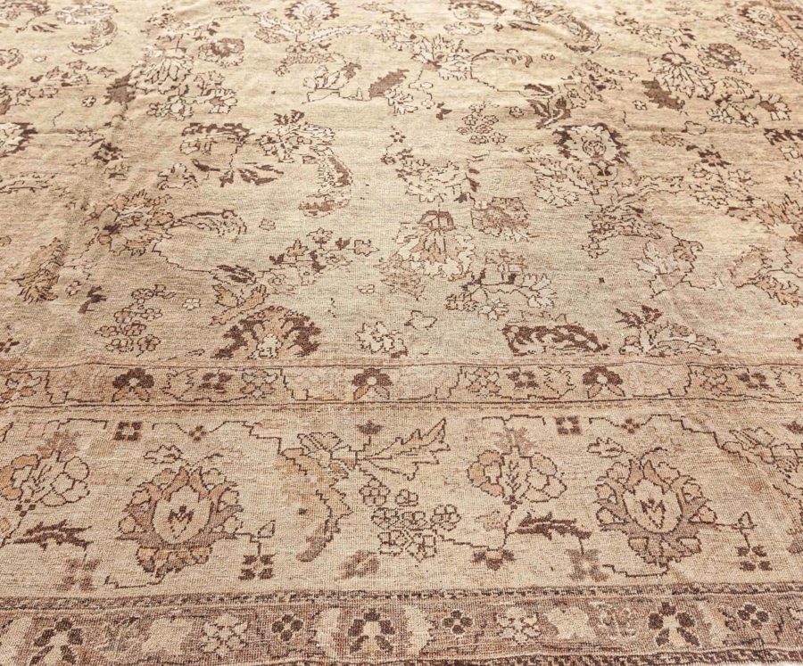 Fine Antique Indian Amritsar Beige and Brown Handwoven Wool Rug BB7727