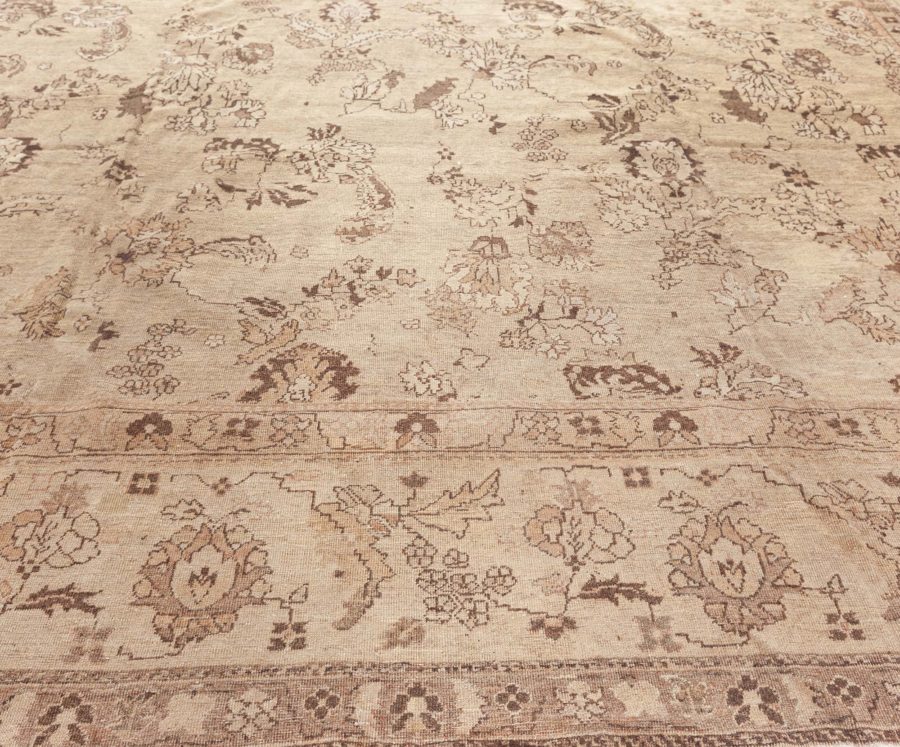Fine Antique Indian Amritsar Beige and Brown Handwoven Wool Rug BB7727