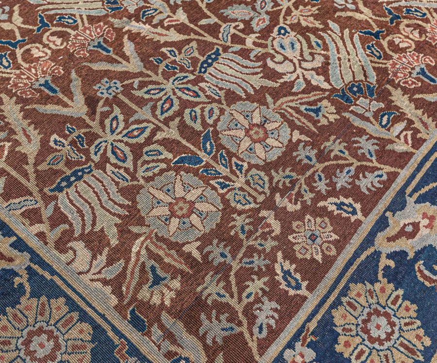 Antique Indian Brown Handmade Wool Rug BB7730