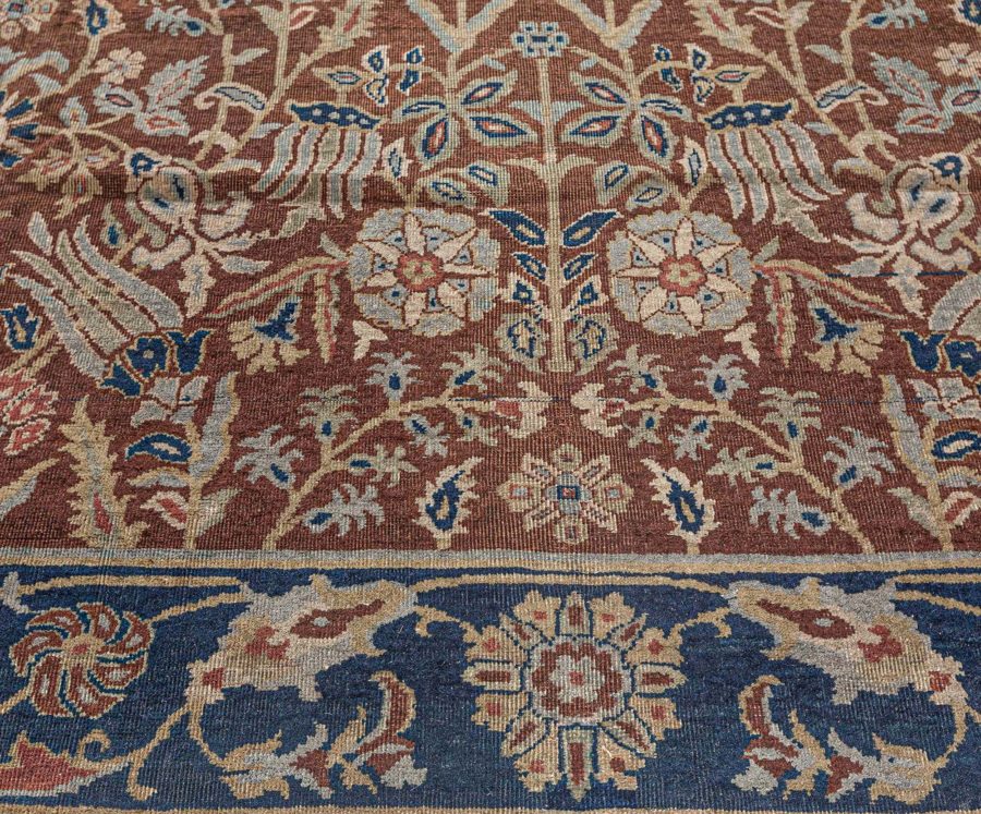 Antique Indian Brown Handmade Wool Rug BB7730