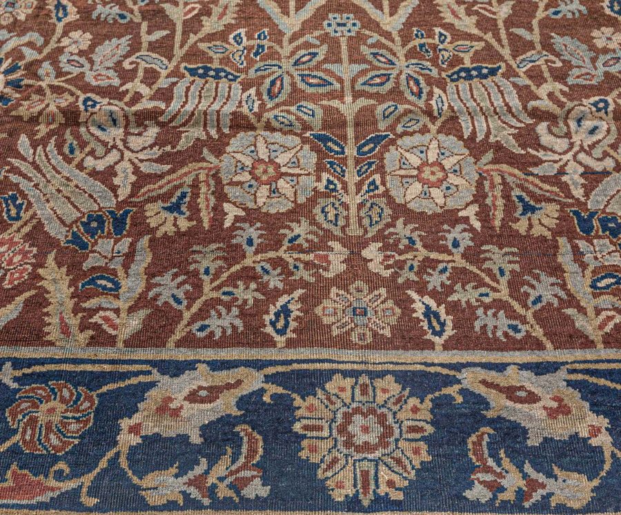 Antique Indian Brown Handmade Wool Rug BB7730