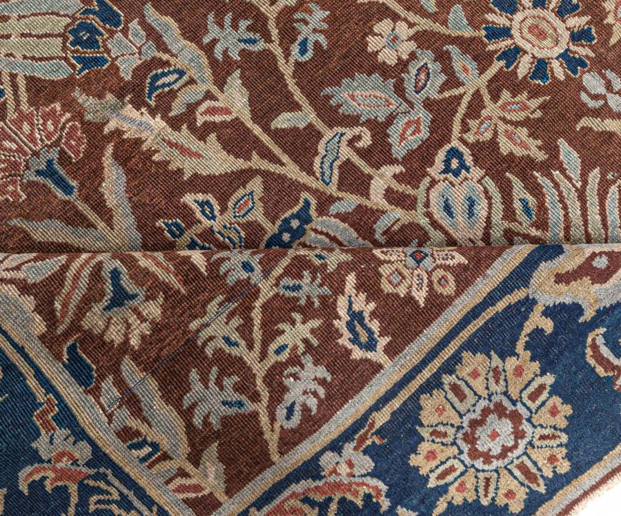 Antique Indian Brown Handmade Wool Rug BB7730