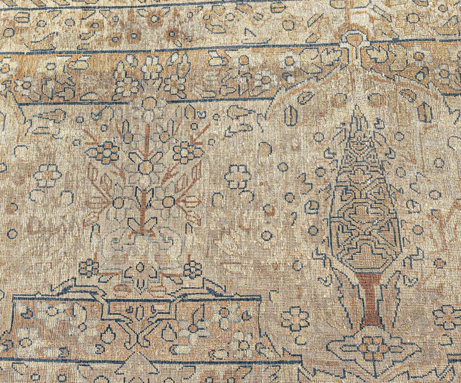 Antique Persian Kirman Animal, Botanic Handmade Wool Rug BB7733