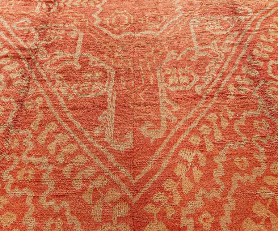 Antique Turkish Oushak Orange Handmade Wool Rug (Size Adjusted) BB7739