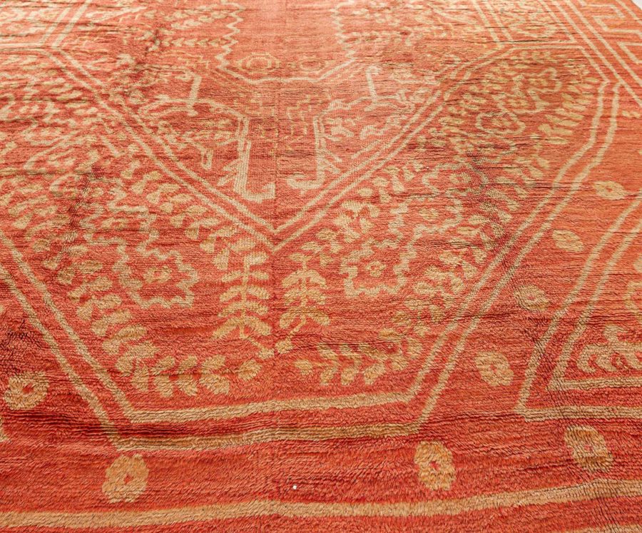 Antique Turkish Oushak Orange Handmade Wool Rug (Size Adjusted) BB7739