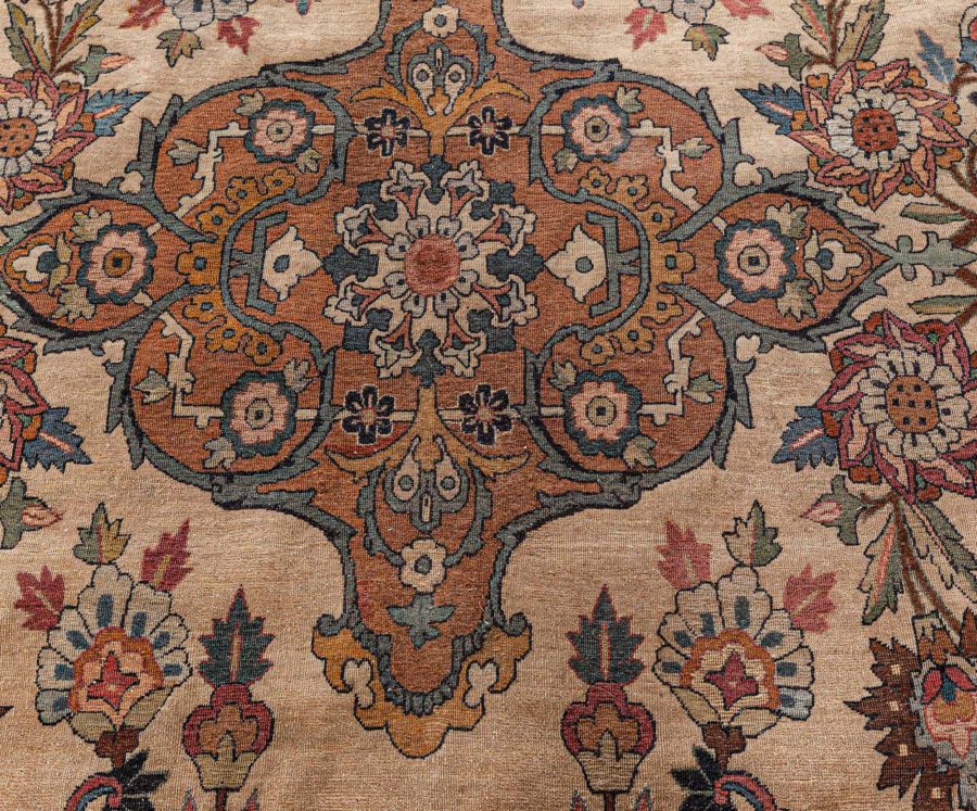 Authentic Vintage Persian Kirman Floral Handmade Wool Rug BB7741