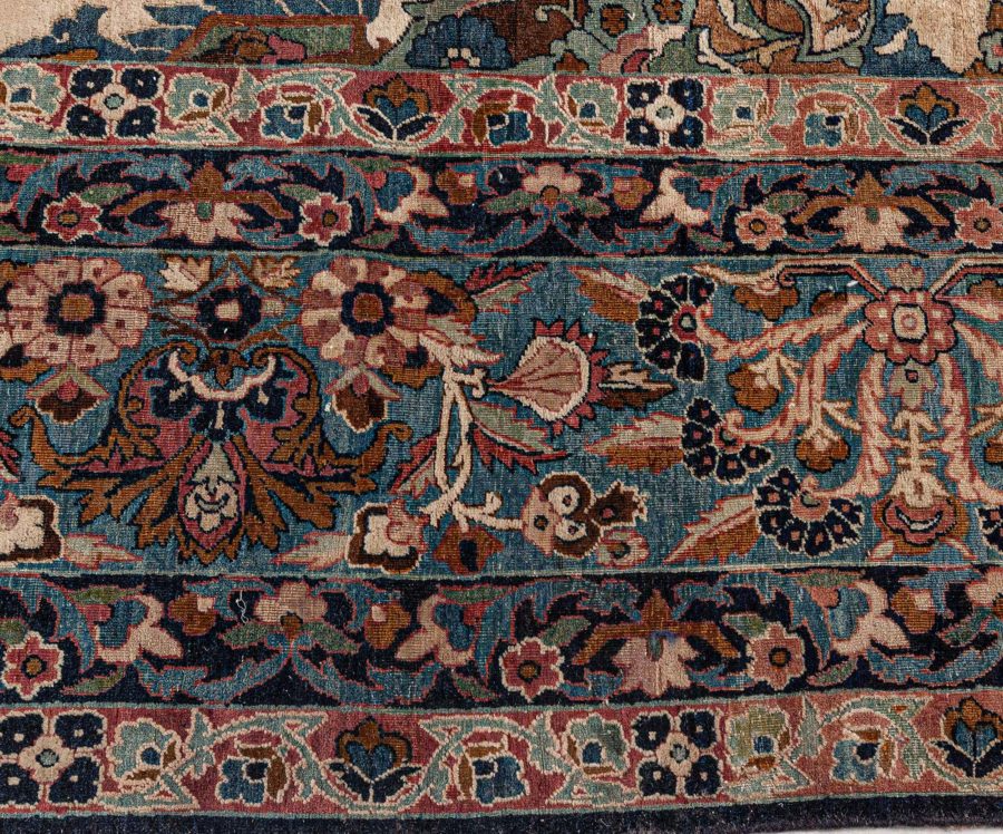 Authentic Vintage Persian Kirman Floral Handmade Wool Rug BB7741