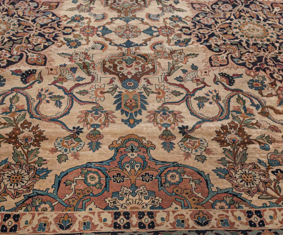 Authentic Vintage Persian Kirman Floral Handmade Wool Rug BB7741