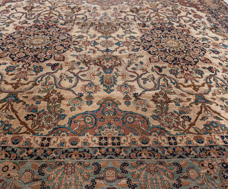Authentic Vintage Persian Kirman Floral Handmade Wool Rug BB7741