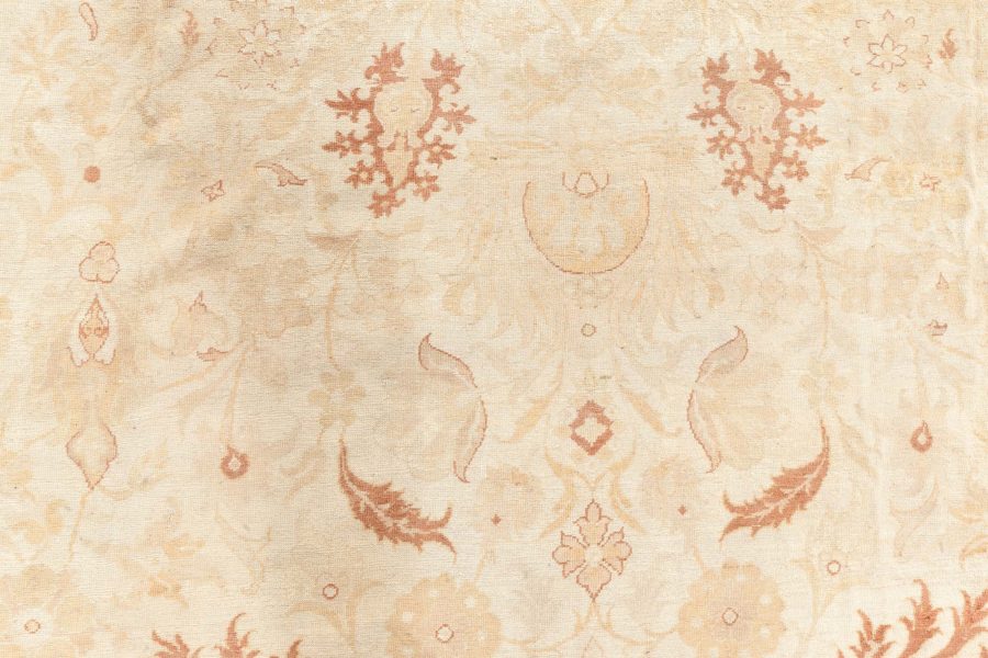 Fine Antique Indian Amritsar Beige, Botanic Handmade Wool Rug BB7742