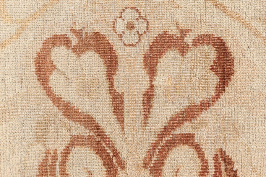 Fine Antique Indian Amritsar Beige, Botanic Handmade Wool Rug BB7742