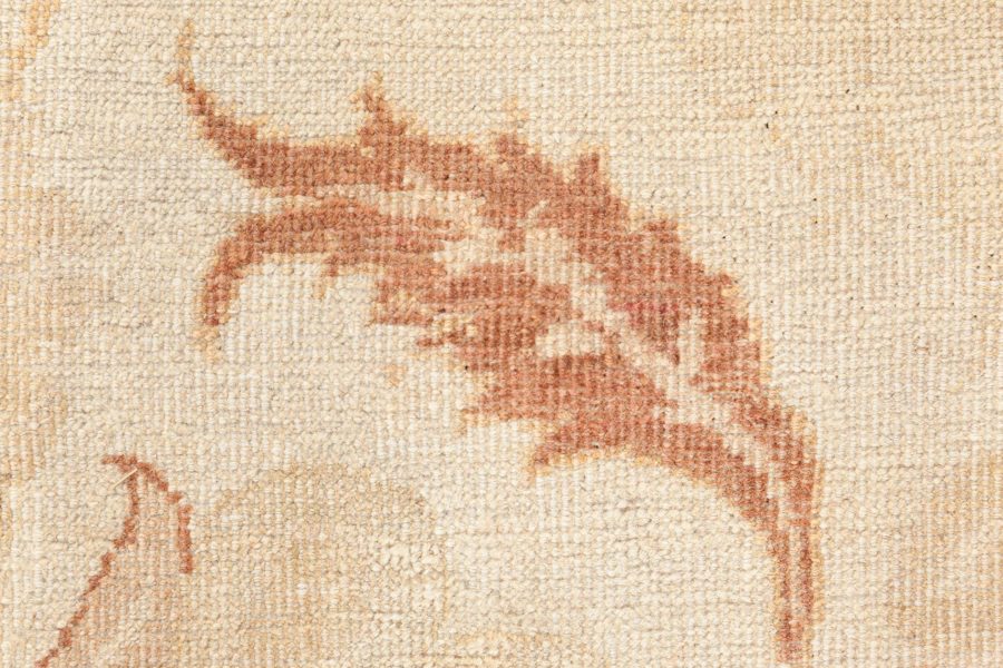 Fine Antique Indian Amritsar Beige, Botanic Handmade Wool Rug BB7742