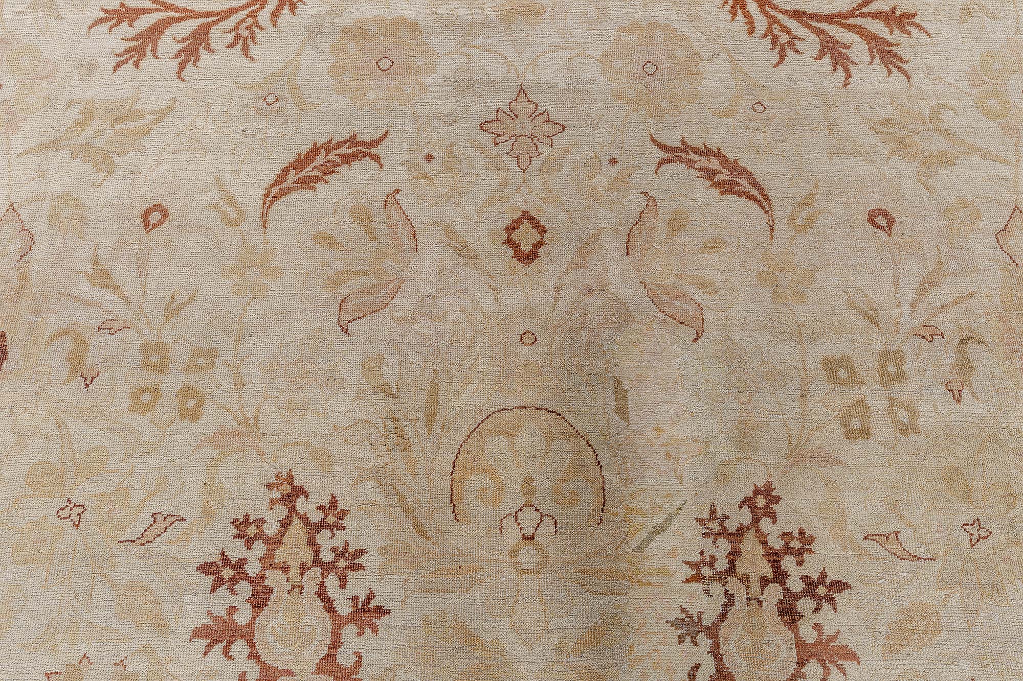 Amritsar Indian Antique Floral Allover Light Beige With Warm Tan Hand-Knotted Wool Carpet – Circa 1880 BB7742 Amritsar Indian Antique Floral Allover Light Beige With Warm Tan Hand-Knotted Wool Carpet – Circa 1880 BB7742