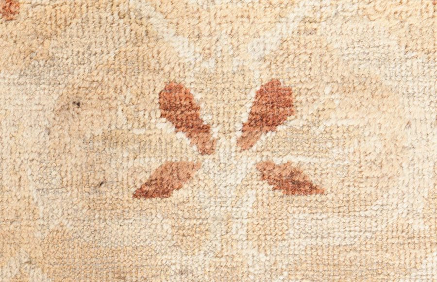 Fine Antique Indian Amritsar Beige, Botanic Handmade Wool Rug BB7742