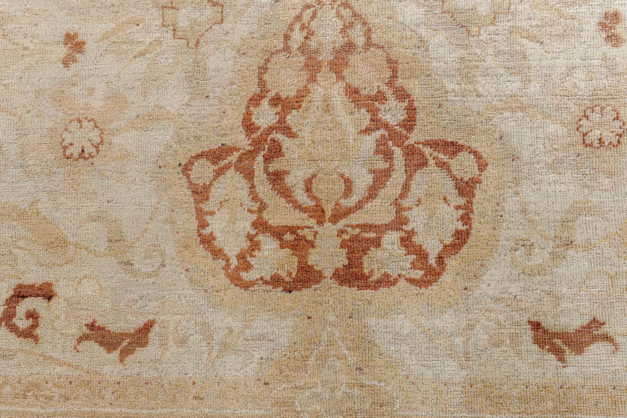 Amritsar Indian Antique Floral Allover Light Beige With Warm Tan Hand-Knotted Wool Carpet – Circa 1880 BB7742 Amritsar Indian Antique Floral Allover Light Beige With Warm Tan Hand-Knotted Wool Carpet – Circa 1880 BB7742