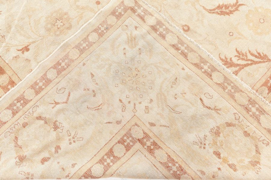 Fine Antique Indian Amritsar Beige, Botanic Handmade Wool Rug BB7742