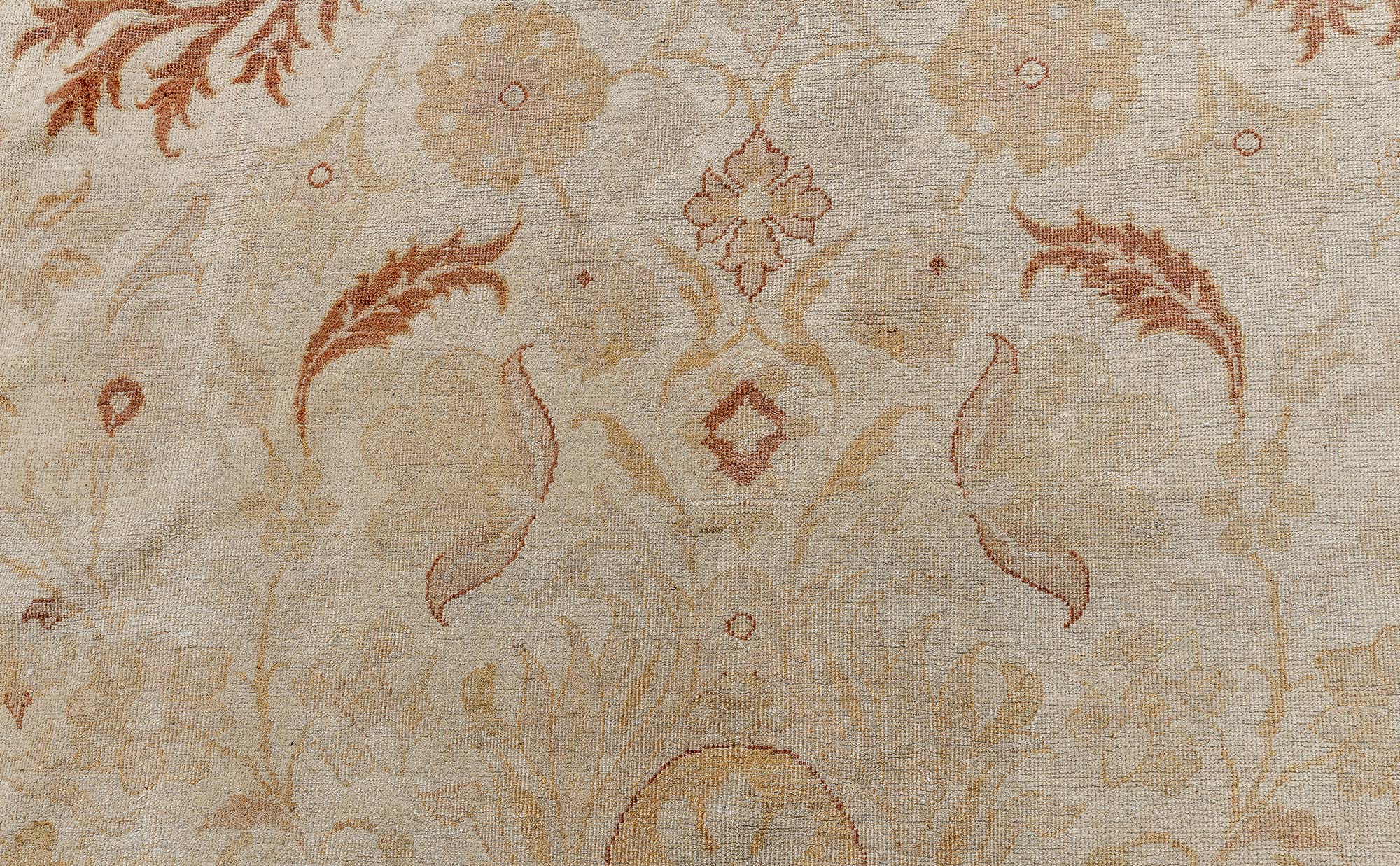 Amritsar Indian Antique Floral Allover Light Beige With Warm Tan Hand-Knotted Wool Carpet – Circa 1880 BB7742 Amritsar Indian Antique Floral Allover Light Beige With Warm Tan Hand-Knotted Wool Carpet – Circa 1880 BB7742