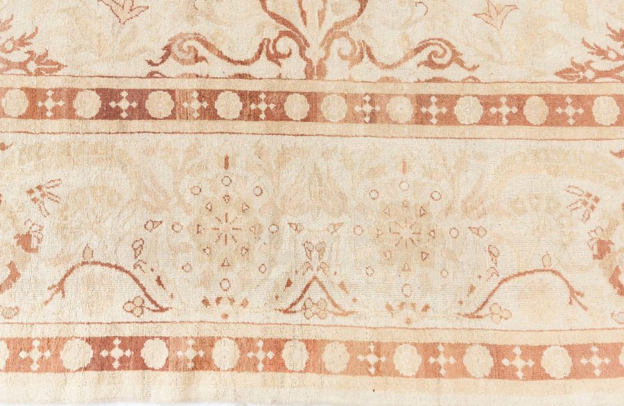 Fine Antique Indian Amritsar Beige, Botanic Handmade Wool Rug BB7742