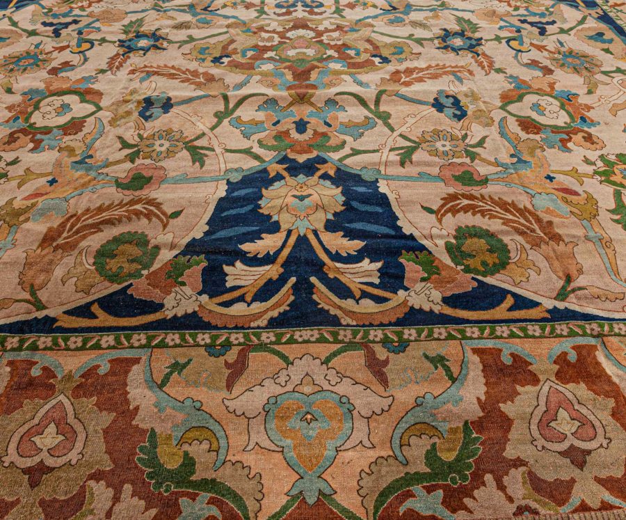 One-of-a-kind Indian Bold, Botanic Handmade Wool Rug BB7747