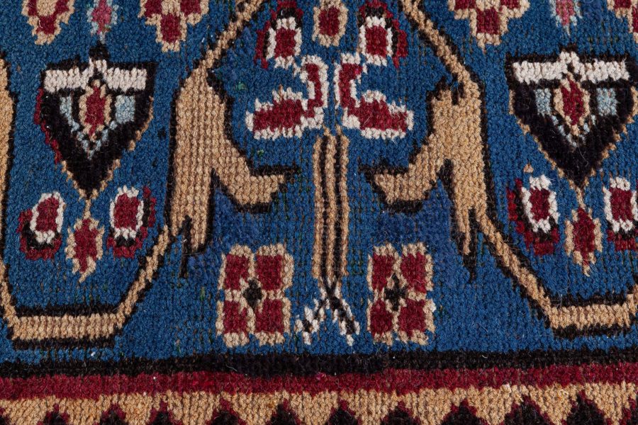 Early 20th Century Indian Blue, Red, Brown, Beige Handwoven Wool Rug BB8422