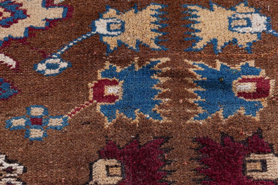 Early 20th Century Indian Blue, Red, Brown, Beige Handwoven Wool Rug BB8422
