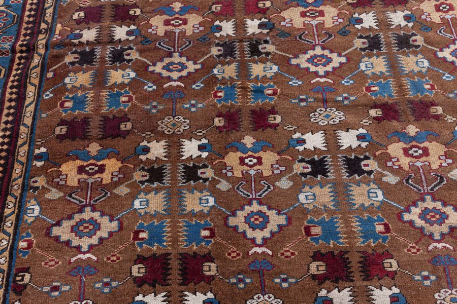 Early 20th Century Indian Blue, Red, Brown, Beige Handwoven Wool Rug BB8422