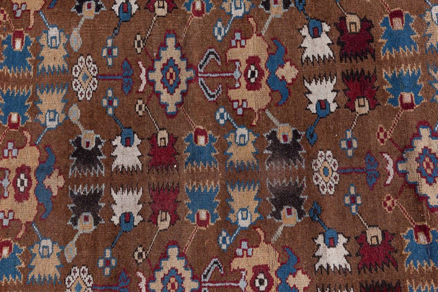 Early 20th Century Indian Blue, Red, Brown, Beige Handwoven Wool Rug BB8422